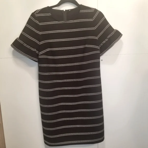 Ann Taylor LOFT Flutter Sleeve Striped Shift Dress - Picture 2 of 9